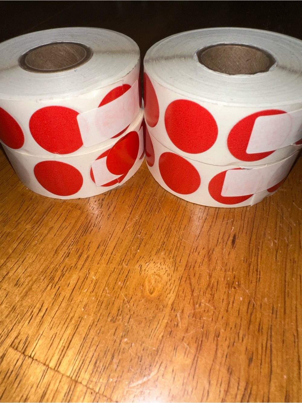 Red Round Color Coding Dot Stickers Rolls - Picture 2 of 3